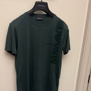 Vintage 90s Emporio Armani Dark Teal Men's T-Shirt Small